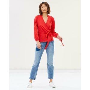 Red j.crew wrap blouse size small